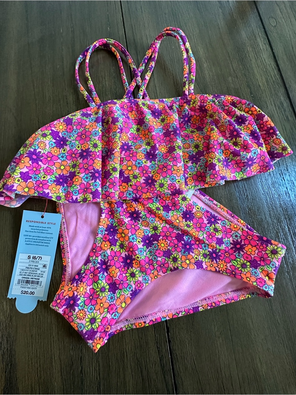 Cat & Jack Pink Floral Ruffle Two-Piece Bikini